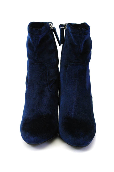 Steve Madden Womens Velvet Zip Up Edit Ankle Boots Blue Size 7 Medium