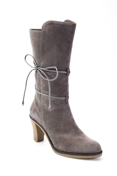Johnston & Murphy Womens Suede Lace Up Mid Calf Boots Gray Size 7.5 Medium