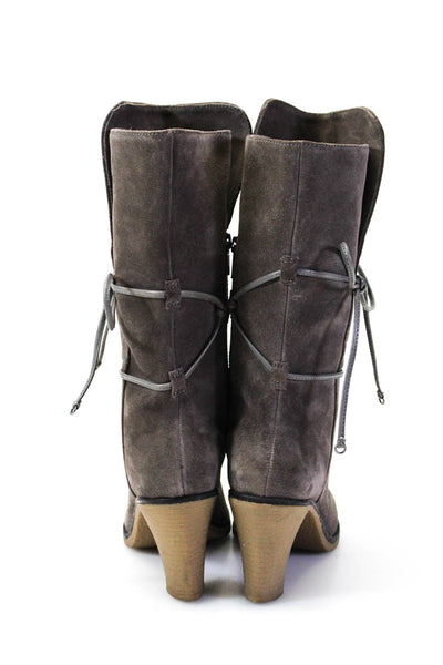 Johnston & Murphy Womens Suede Lace Up Mid Calf Boots Gray Size 7.5 Medium