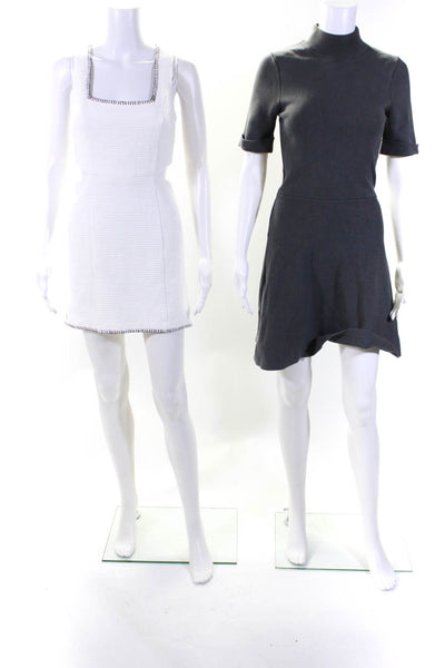 Zara Womens Cut Out Knit Sweater Sheath Dresses White Gray Small Medium Lot 2