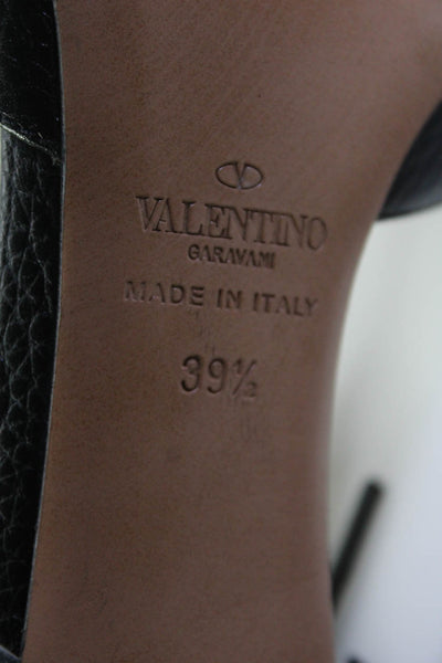 Valentino Garavani Womens Stiletto PVC Fringe Ankle Strap Pumps Black Size 39.5