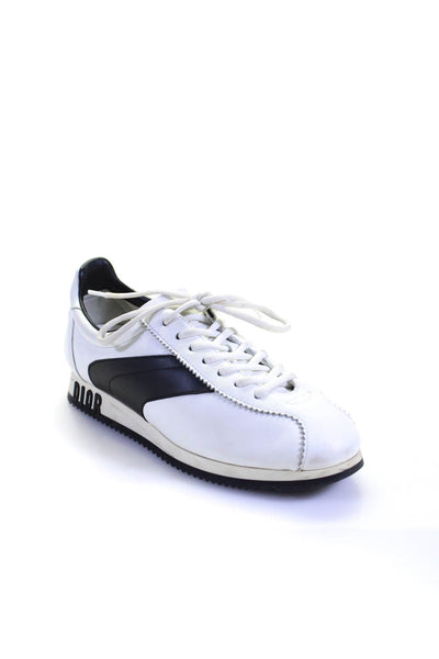 Christian Dior Womens Lace Up Side Logo Low Top Sneakers White Black Size 39.5