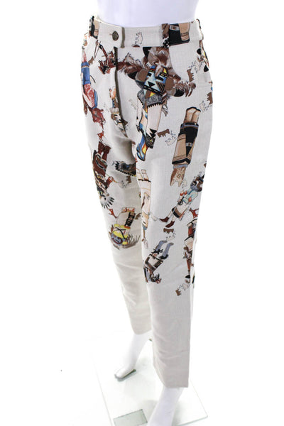 Hermes Womens Printed Double Breasted Pant Set White Size EUR 36/38