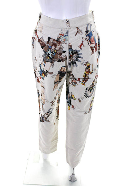Hermes Womens Printed Double Breasted Pant Set White Size EUR 36/38