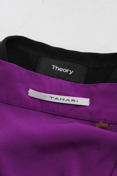 T Tahari Theory Womens Silk Blouse Button Up Shirt Purple Black Size XS P Lot 2