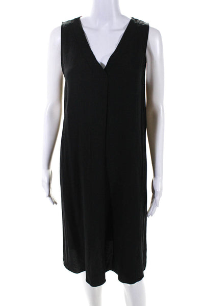 Eileen Fisher Womens V-Neck Sleeveless Pullover Knee Length Dress Black Size S