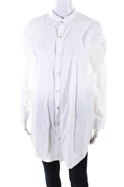 Eileen Fisher Womens Cotton Long Sleeve Button Up Blouse Top White Size S