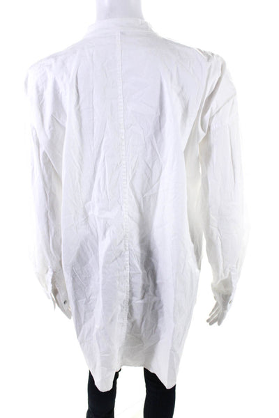 Eileen Fisher Womens Cotton Long Sleeve Button Up Blouse Top White Size S