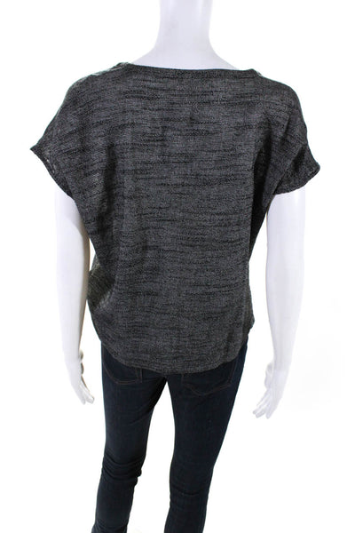 Eileen Fisher Womens Scoop Neck Short Sleeve Pullover Blouse Top Black Size S