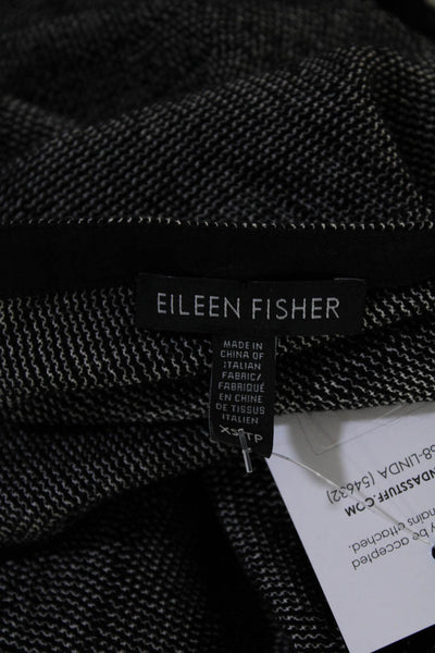 Eileen Fisher Womens Scoop Neck Short Sleeve Pullover Blouse Top Black Size S