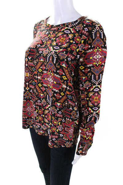 Equipment Femme Womens Silk Abstract Print Long Sleeve Top Multicolor Size S
