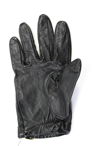 Banana Republic Womens Wrist Length Leather Buckle Gloves Black Size Medium
