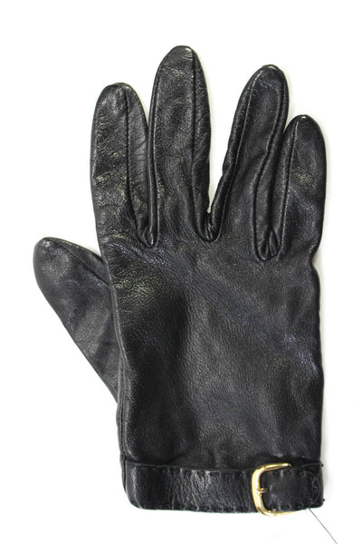 Banana Republic Womens Wrist Length Leather Buckle Gloves Black Size Medium