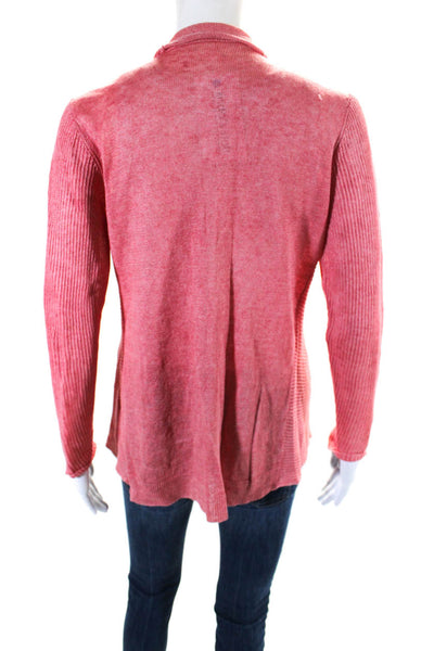 Eileen Fisher Women's Round Neck Long Sleeves Open Front Cardigan Pink Size PS