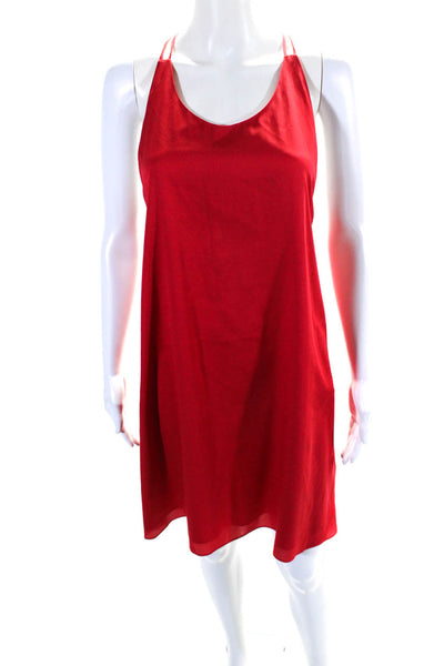Alice + Olivia Womens Silk Crepe Scoop Neck Strappy A-Line Slip Dress Red Size S