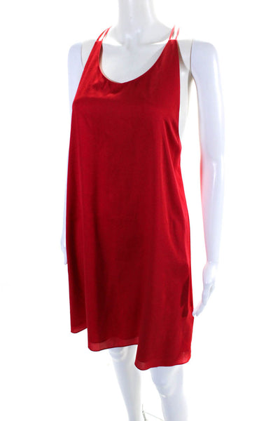 Alice + Olivia Womens Silk Crepe Scoop Neck Strappy A-Line Slip Dress Red Size S