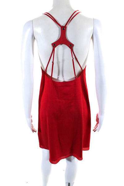 Alice + Olivia Womens Silk Crepe Scoop Neck Strappy A-Line Slip Dress Red Size S