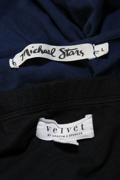 Michael Stars Velvet Womens Cotton Sleeveless Maxi Dress Navy Size L M Lot 2