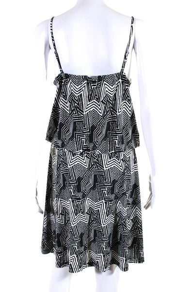 Veronicam Womens Stretch Abstract Print V-Neck Sleeveless Dress Black Size L