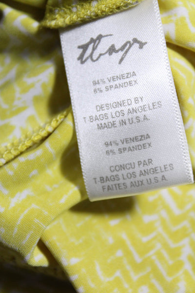 T Bags Los Angeles Womens Abstract Print Ruched Halter Maxi Dress Yellow Size M