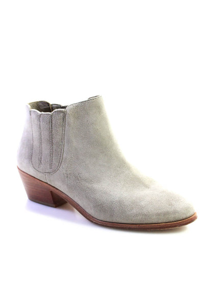 Joie Womens Suede Stacked Heel Slip On Pointed Toe Ankle Boots Gray Size 39 9