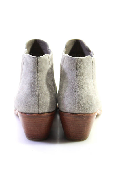 Joie Womens Suede Stacked Heel Slip On Pointed Toe Ankle Boots Gray Size 39 9