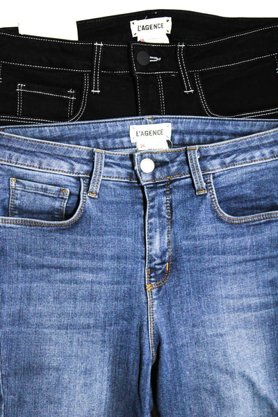 L'Agence Womens Medium Wash Mid Rise Slim Skinny Jeans Blue Black Size 26 Lot 2