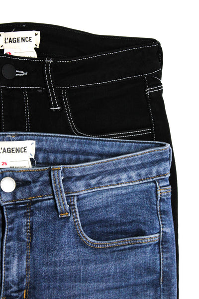 L'Agence Womens Medium Wash Mid Rise Slim Skinny Jeans Blue Black Size 26 Lot 2