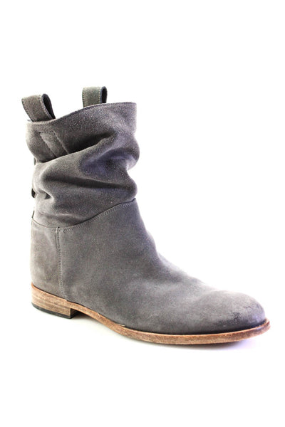Alberto Fermani Womens Suede Snap Closure Low Heeled Mid Calf Boots Gray Size 8