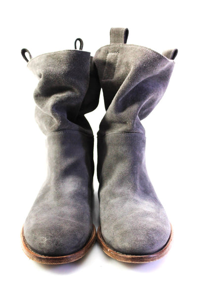 Alberto Fermani Womens Suede Snap Closure Low Heeled Mid Calf Boots Gray Size 8