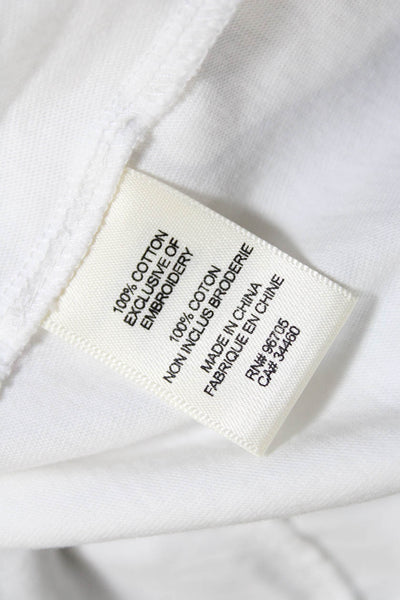 La Vie Womens Cotton Long Sleeve Lace Trim T shirt Blouse White Size M