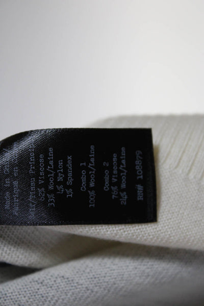 Rag & Bone Womens Sheer Long Sleeve Wool Combo Ribbed Trim Knit Top Gray Size M