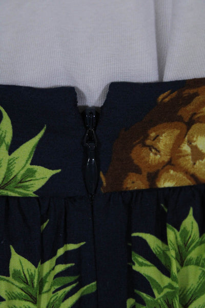 J Crew Women's Hook Closure Lined Flare Pineapple Print Mini Skirt Blue Size 8