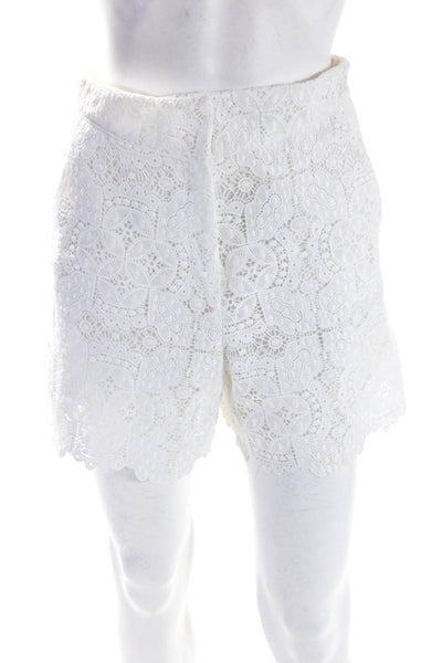 Maje Womens Crochet High Rise Shorts White Cotton Size EUR 36