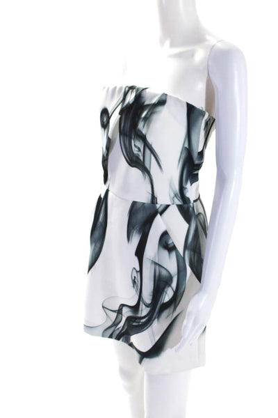 Maje Womens Smoke Wave Print Strapless Dress White Grey Size EUR 38
