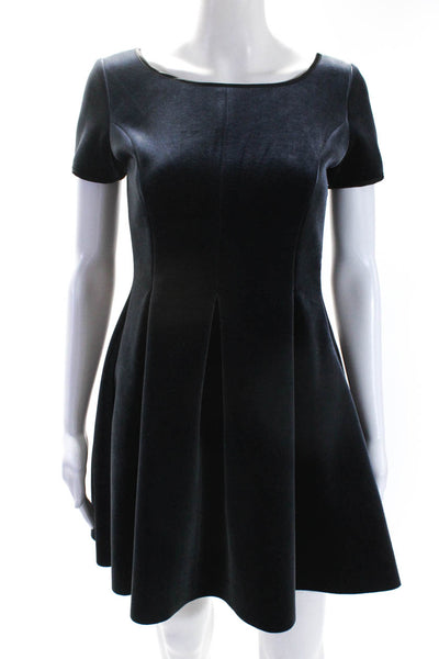 Maje Womens Velvet Short Sleeves Mini A Line Dress Gray Size 1