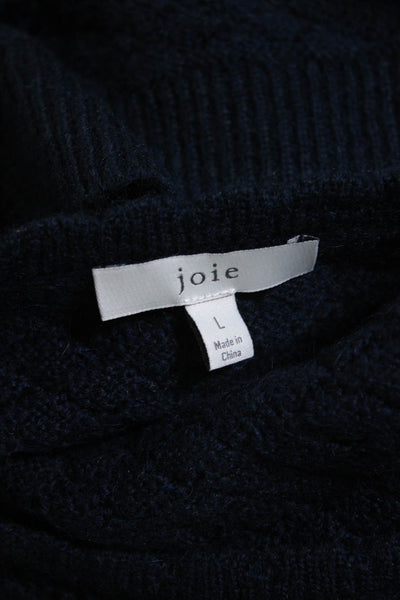 Joie Womens Knit Long Sleeves Pullover Sweater Navy Blue Wool Size Large