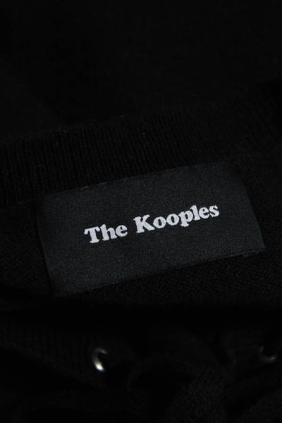 The Kooples Womens Lace Up V Neck Long Sleeves Sweater Black Wool Size Medium