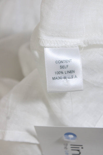 Maven West Womens Linen Long Sleeves Button Down Shirt White Size Large