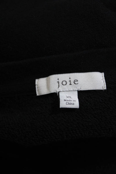 Joie Womens Ruffled Eyelet Long Sleeves Sweatshirt Black Size Extra Large