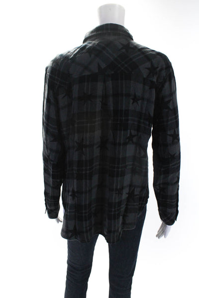 Rails Womens Plaid Long Sleeves Button Down Shirt Gray Black Size Extra Large
