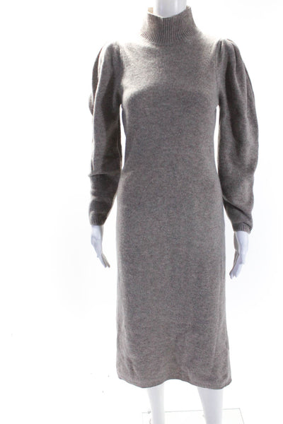 Ba&Sh Womens Knitted Puff Long Sleeve Maxi Pullover Sweater Dress Brown Size XS