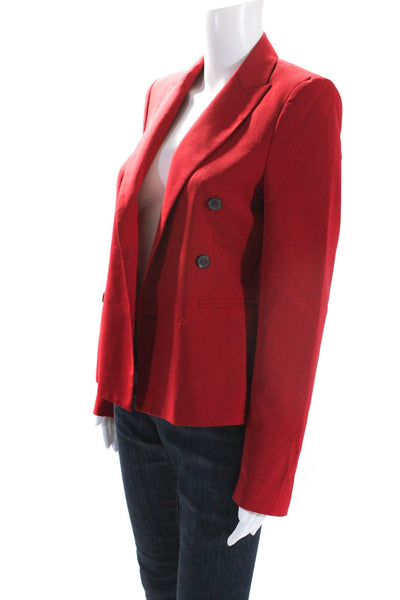 Zara Womens Wool Notched Collar Double Breasted Blazer Jacket Red Size XS