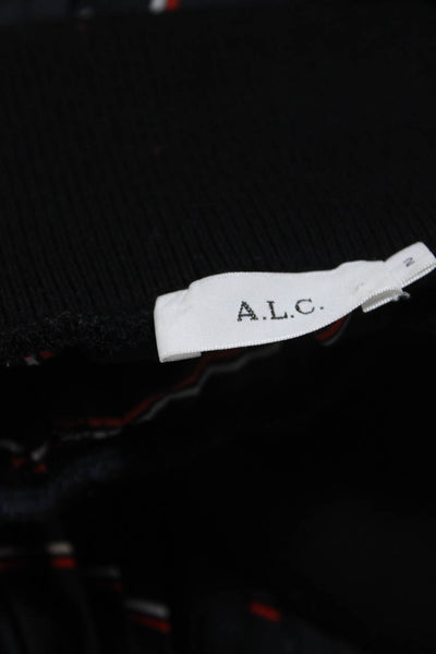 ALC Womens Crepe Pleated Striped Elastic Waist A-Line Maxi Skirt Black Size 2