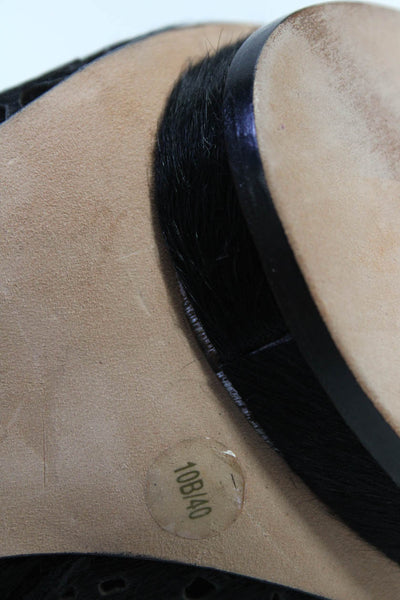 BCBG Max Azria Womens Pony Hair Platform High Heel Ankle Boots Black Size 10