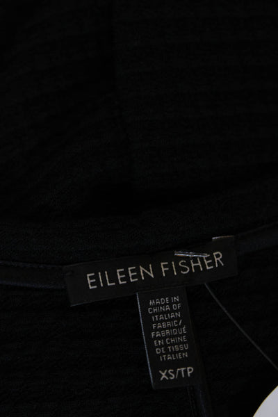 Eileen Fisher Women's Round Neck Open Front Long Sleeves Cardigan Black Size XS