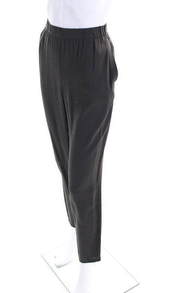 Eileen Fisher Women's Elastic Waist Pockets Front Straight Leg Pant Gray Size S