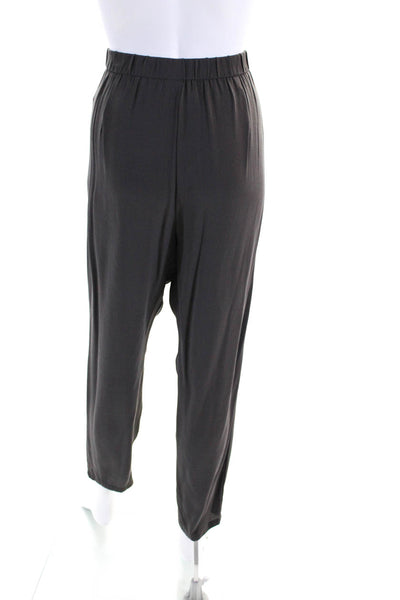 Eileen Fisher Women's Elastic Waist Pockets Front Straight Leg Pant Gray Size S