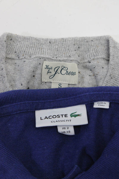 Lacoste J Crew Mens Polo Shirt Sweaters Blue Gray Cotton Size XS Small Lot 2
