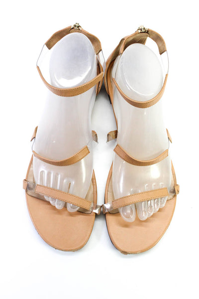 Tamara Mellon Womens Ankle Strap PVC Trim Sandals Brown Leather Size 41